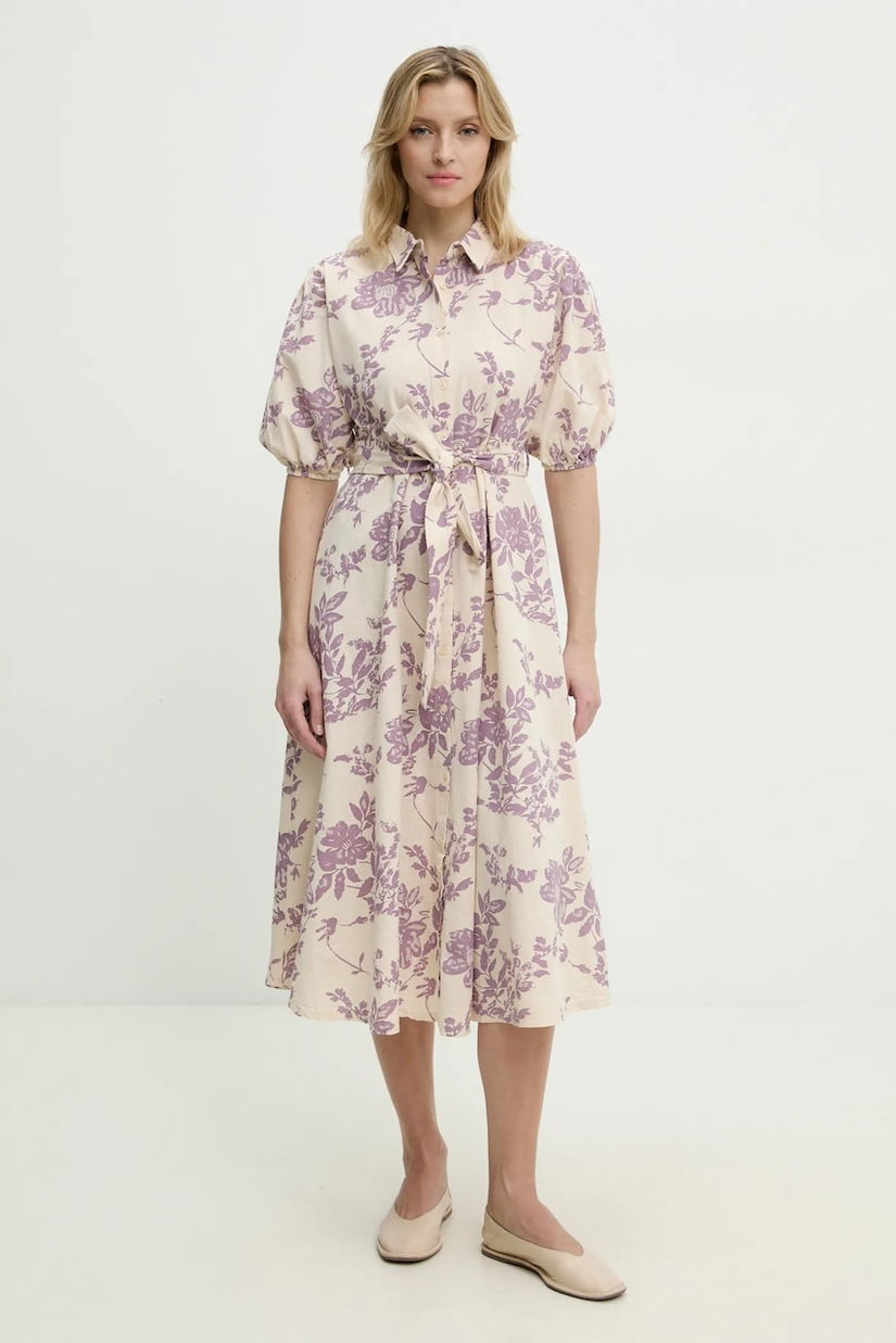 Answear Lab rochie din bumbac culoarea violet, midi, evazată