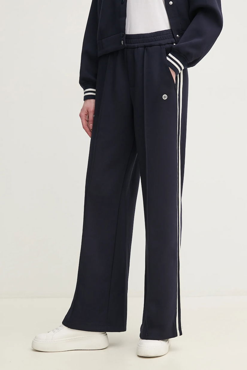 OUI pantaloni de trening femei, culoarea albastru marin, cu imprimeu, 91765