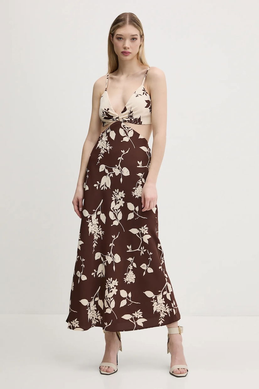 Abercrombie & Fitch rochie culoarea maro, midi, evazată, KI159-5551