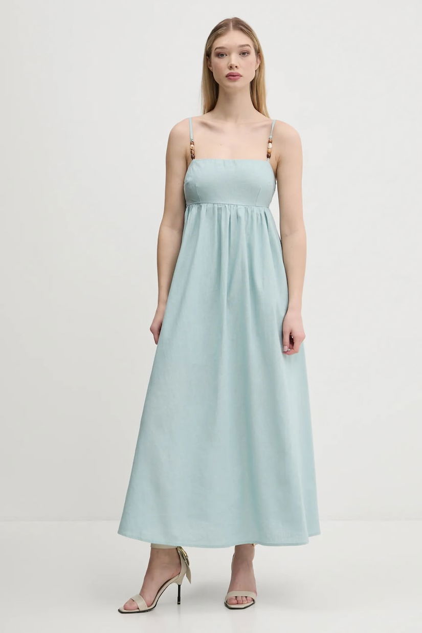 Abercrombie & Fitch rochie din in culoarea turcoaz, maxi, evazată, KI159-5549