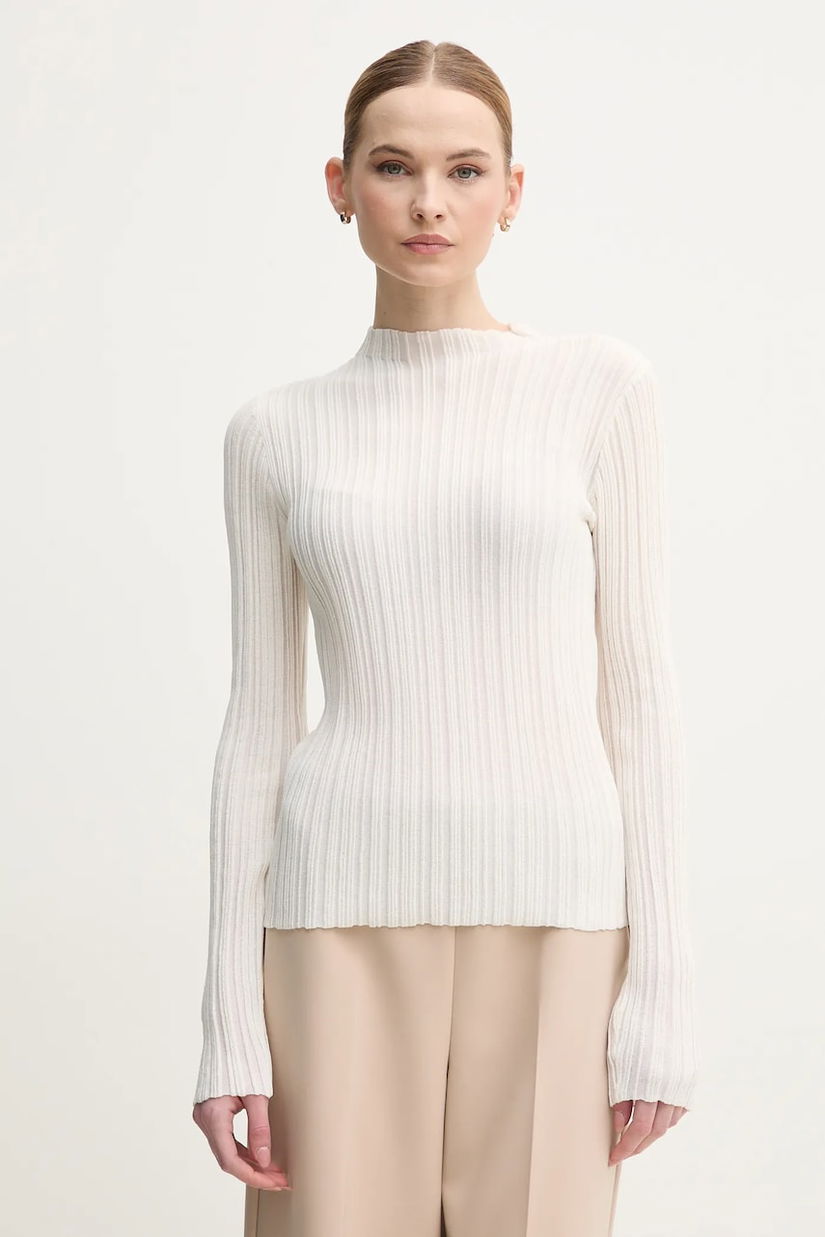 OUI pulover femei, culoarea bej, light, cu turtleneck, 92224