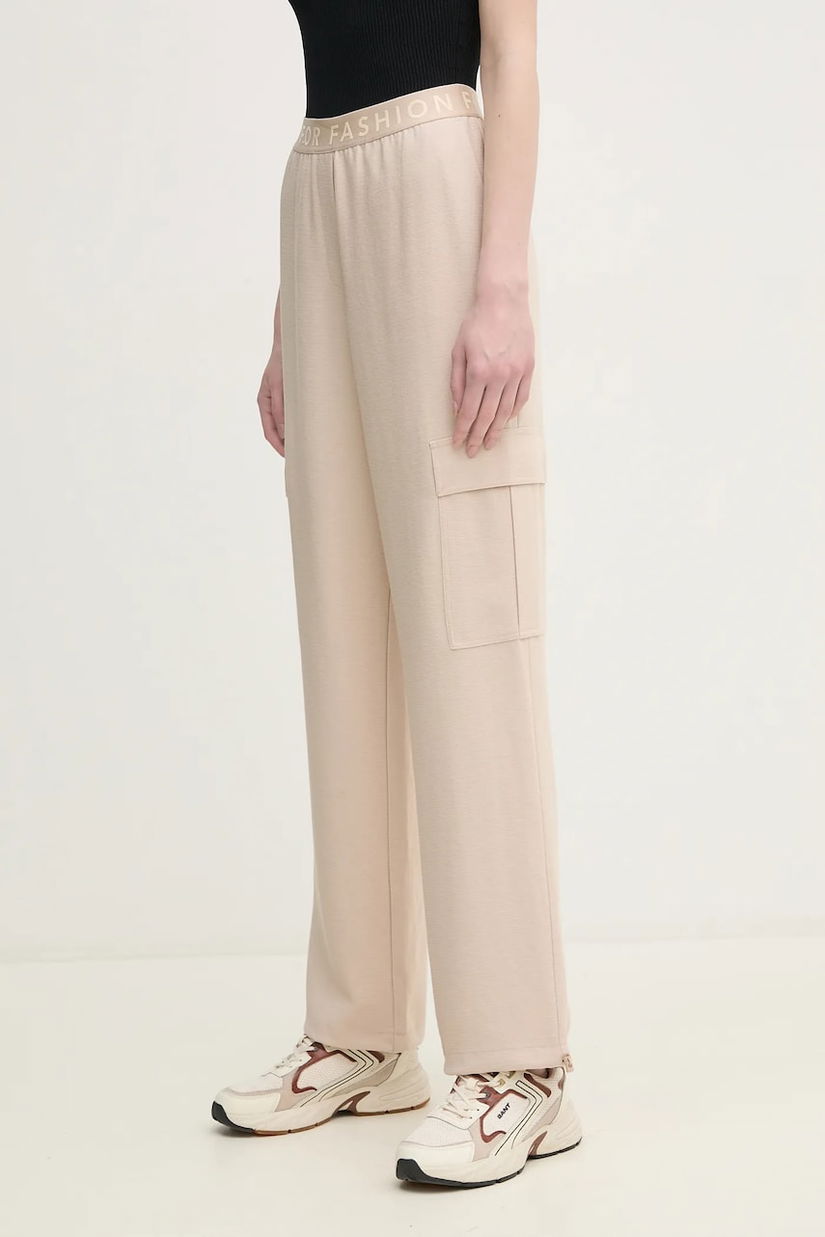 Marc Aurel pantaloni femei, culoarea bej, drept, high waist, 1828-2001-93404
