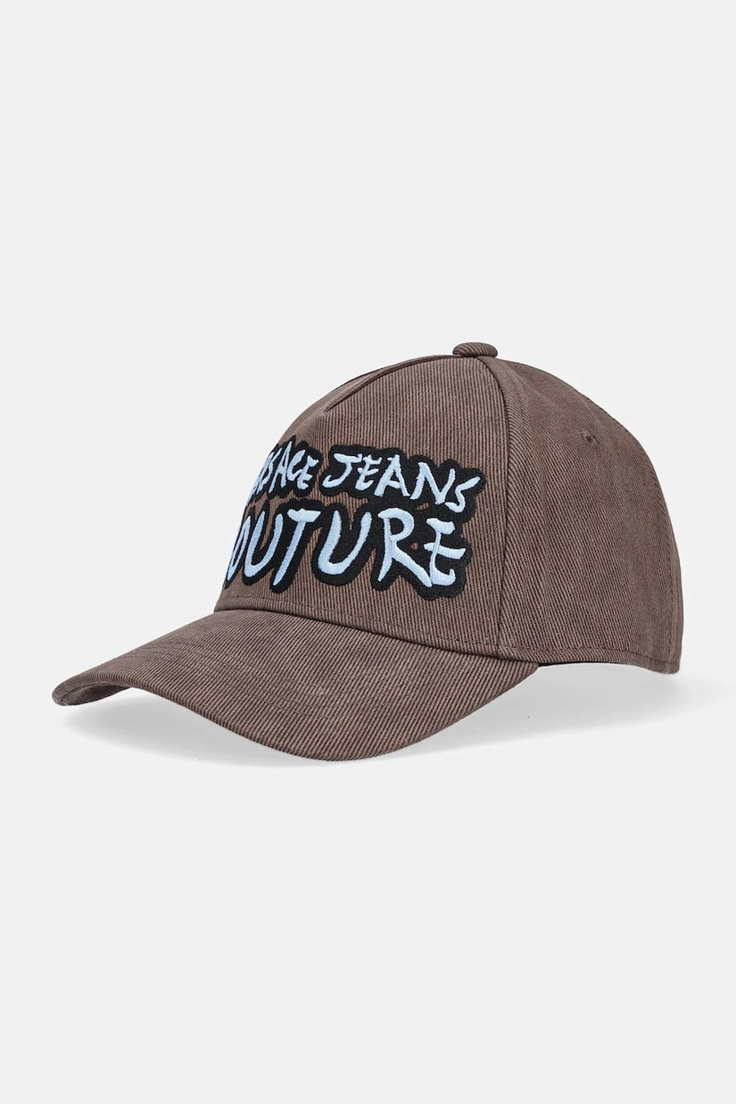 Versace Jeans Couture șapcă de baseball din bumbac culoarea maro, cu imprimeu, 78HAZK61 ZG374