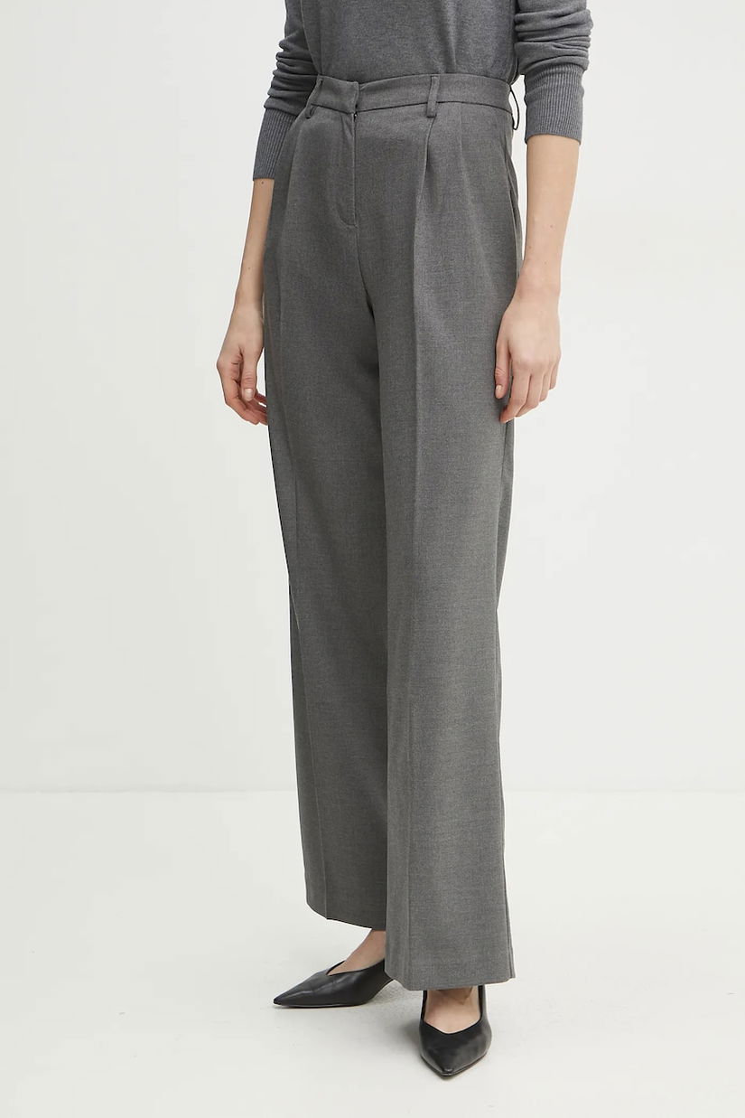 Morgan pantaloni PANIS.F femei, culoarea gri, lat, high waist, PANIS.F