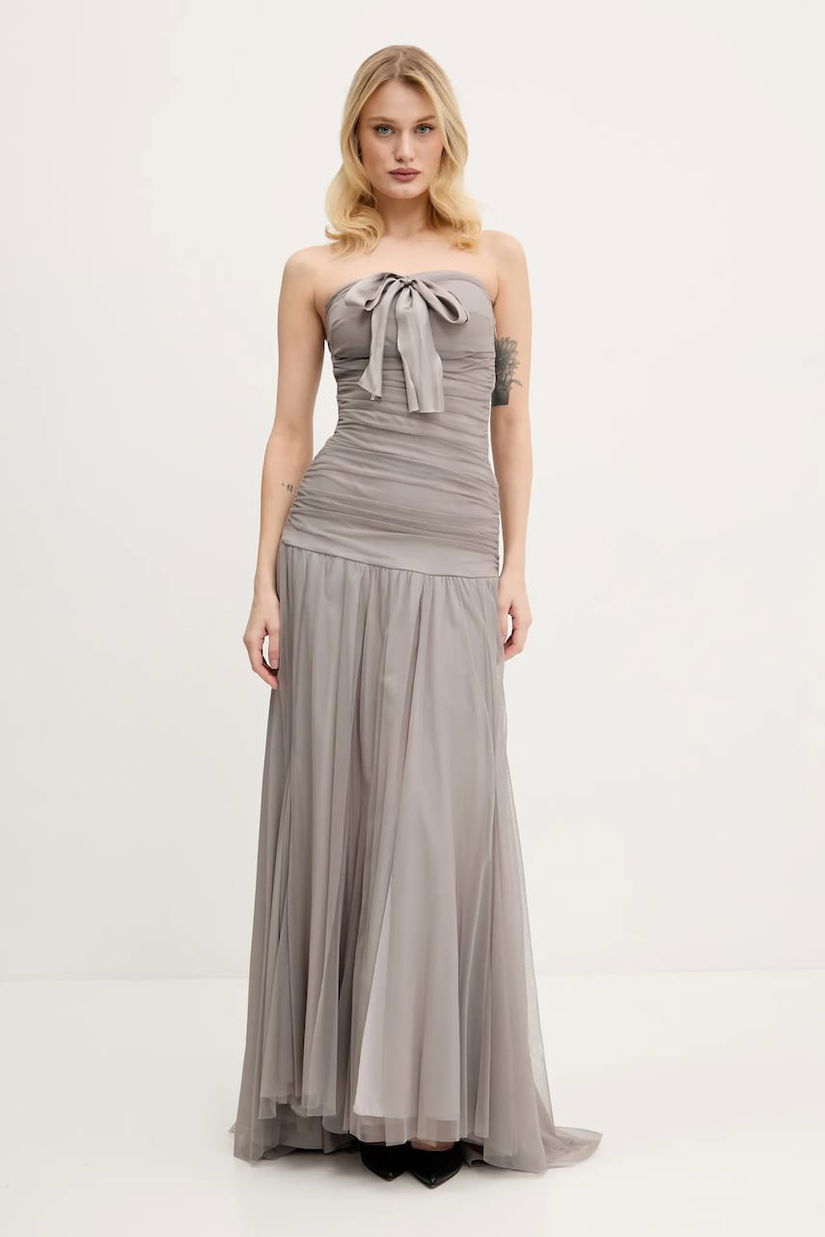 Aniye By rochie culoarea gri, maxi, evazată, 185667