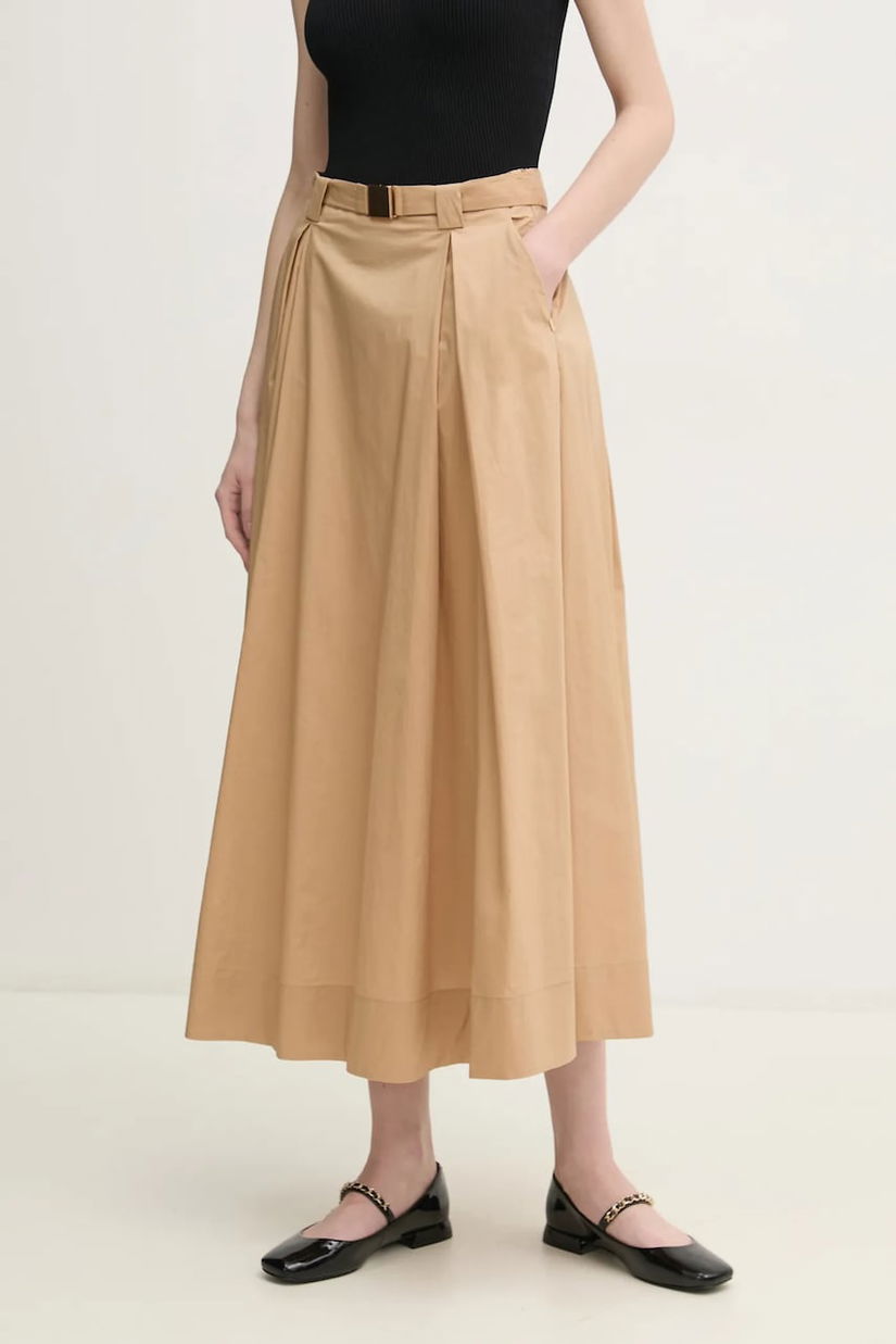 Gaudi fusta din bumbac culoarea bej, maxi, evazati, 511FD75003
