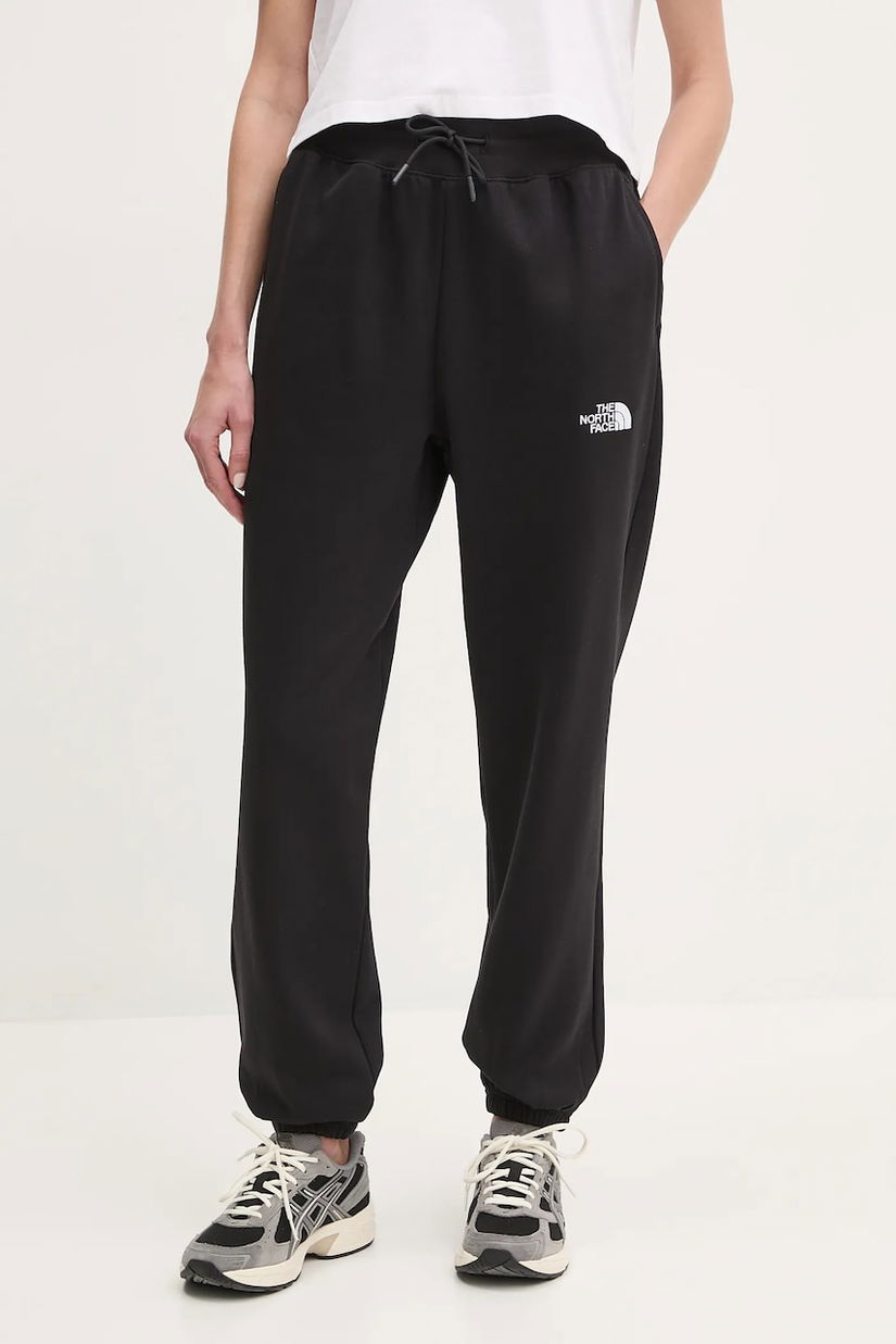 The North Face pantaloni de trening Essential Relaxed femei, culoarea negru, neted, NF0A8C1GJK31