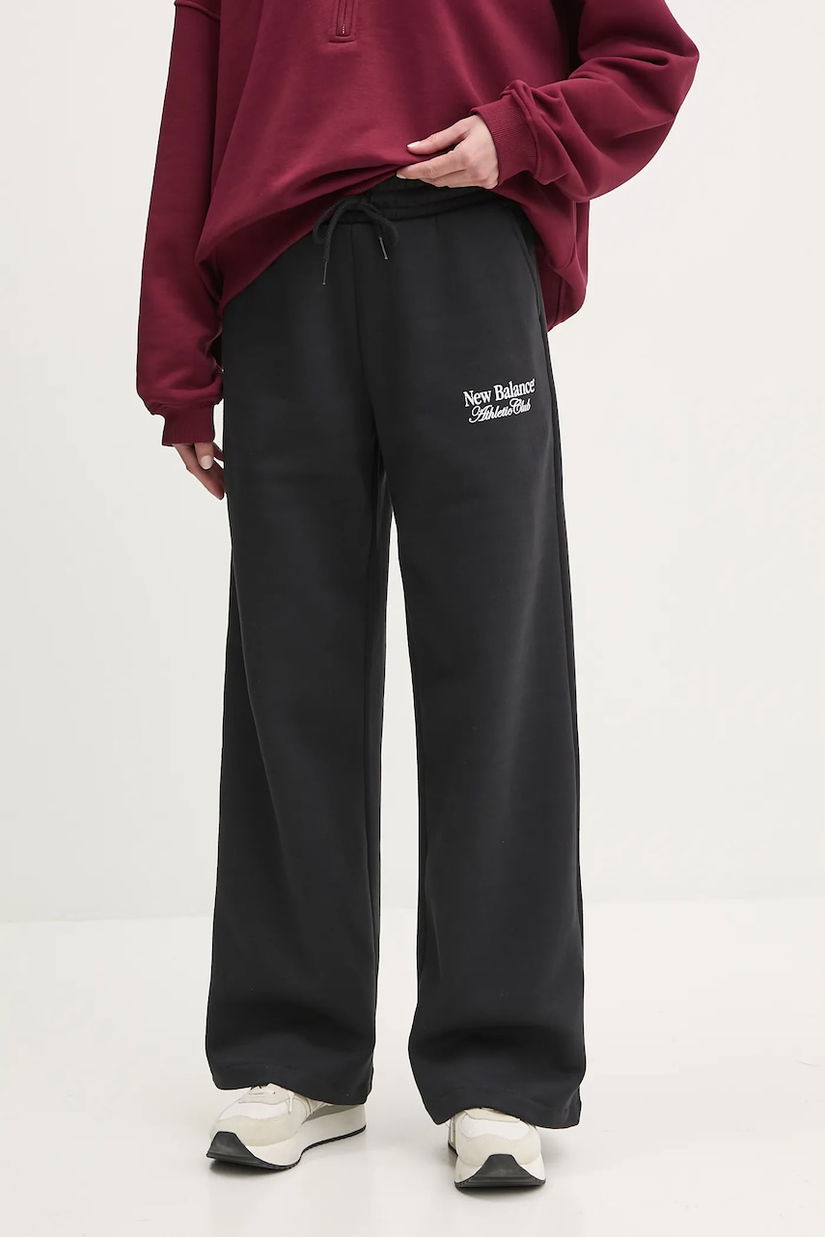 New Balance pantaloni de trening femei, culoarea negru, neted, WP51954BK