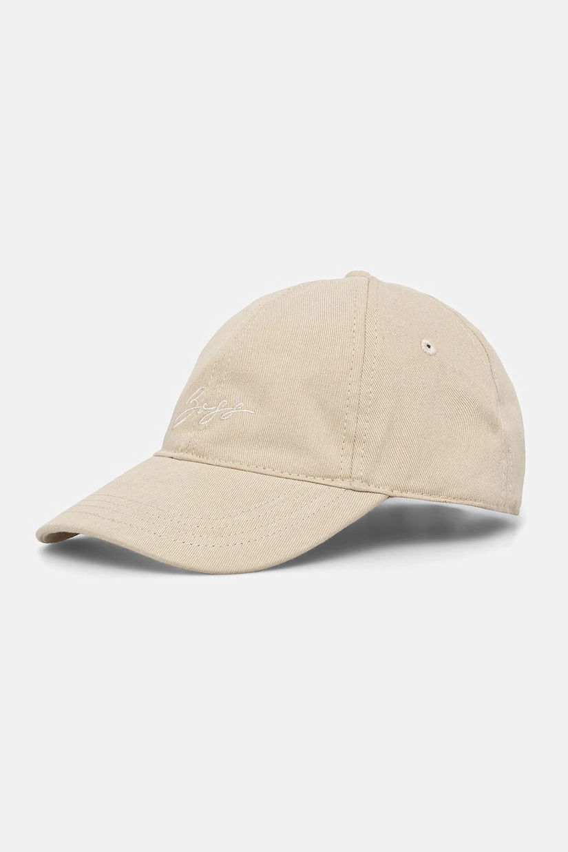 BOSS Orange șapcă de baseball din bumbac culoarea bej, cu imprimeu, 50540944