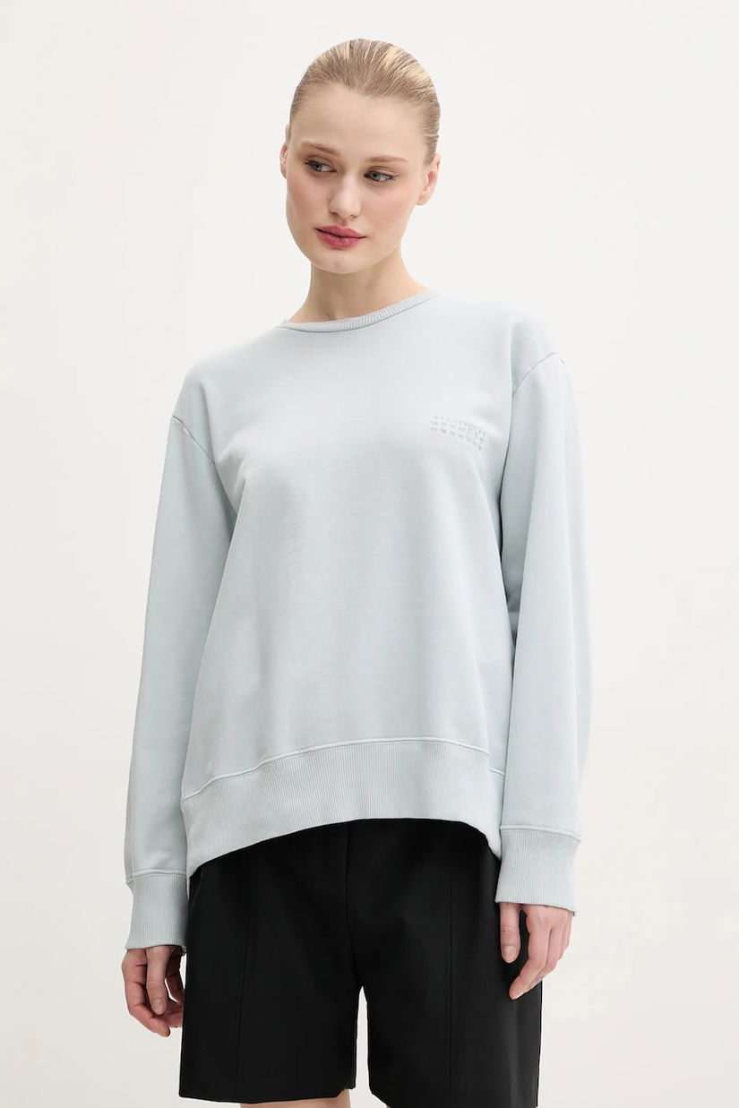 MM6 Maison Margiela hanorac de bumbac femei, culoarea turcoaz, neted, S52GU0240.M25012
