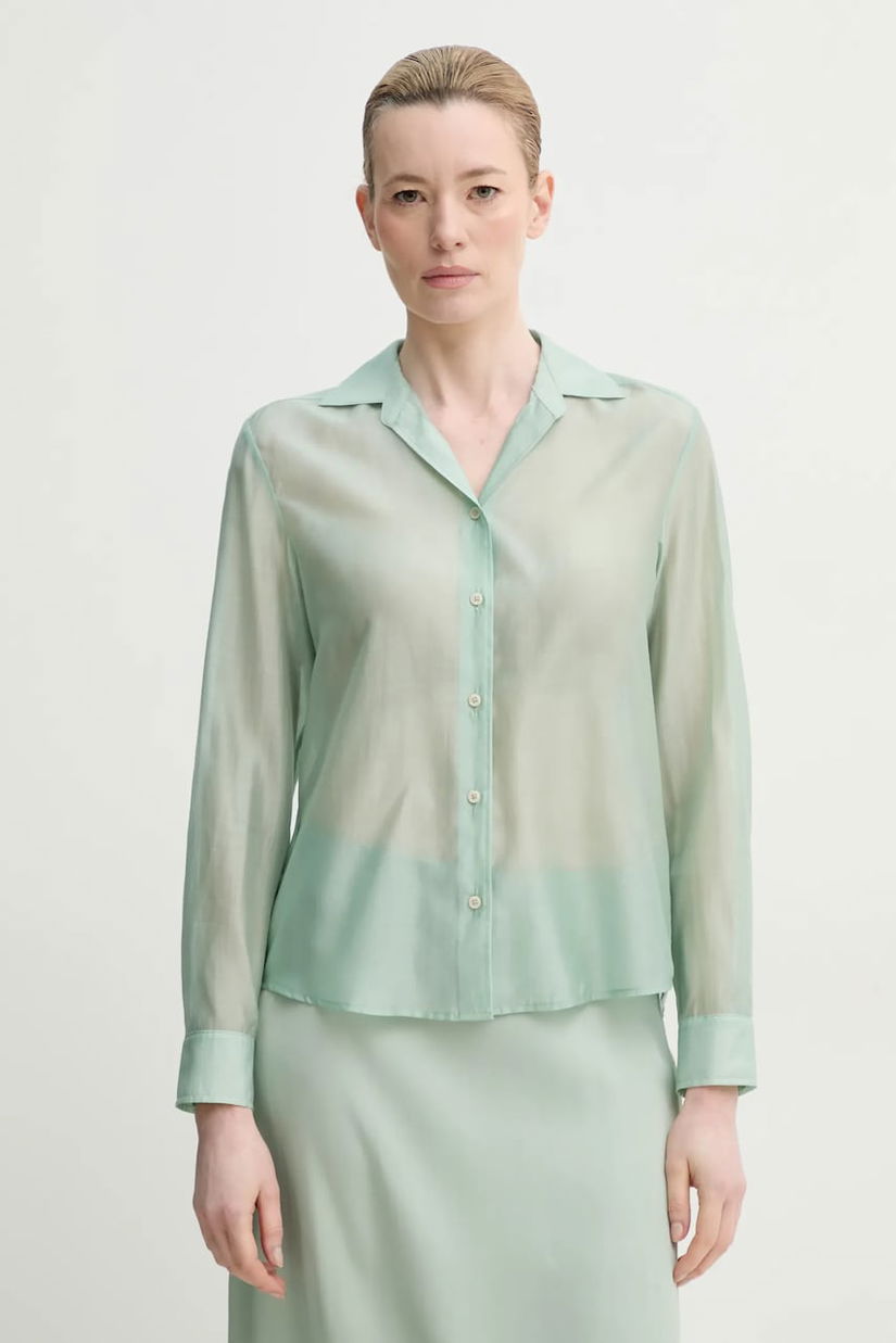 Marc O'Polo camasa femei, culoarea turcoaz, cu guler clasic, regular, 502089042137