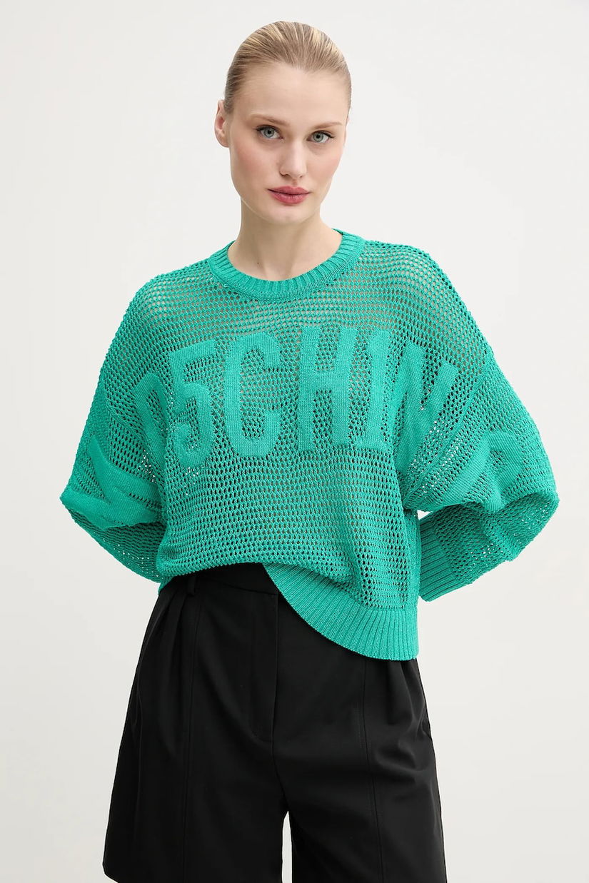Moschino Jeans pulover femei, culoarea verde, light, 0903 3701