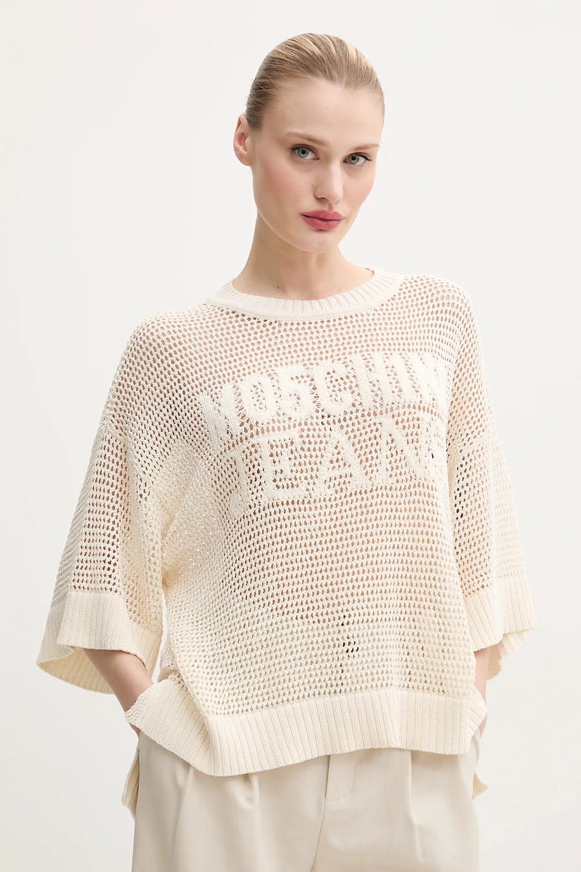 Moschino Jeans pulover femei, culoarea bej, light, 0904 3701