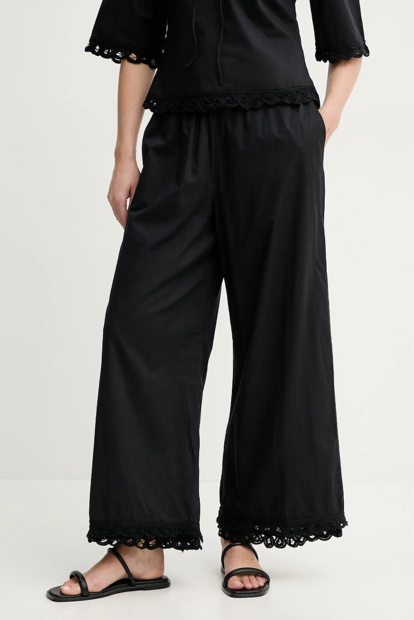 By Malene Birger pantaloni de bumbac LUISA femei, culoarea negru, drept, high waist, 103281