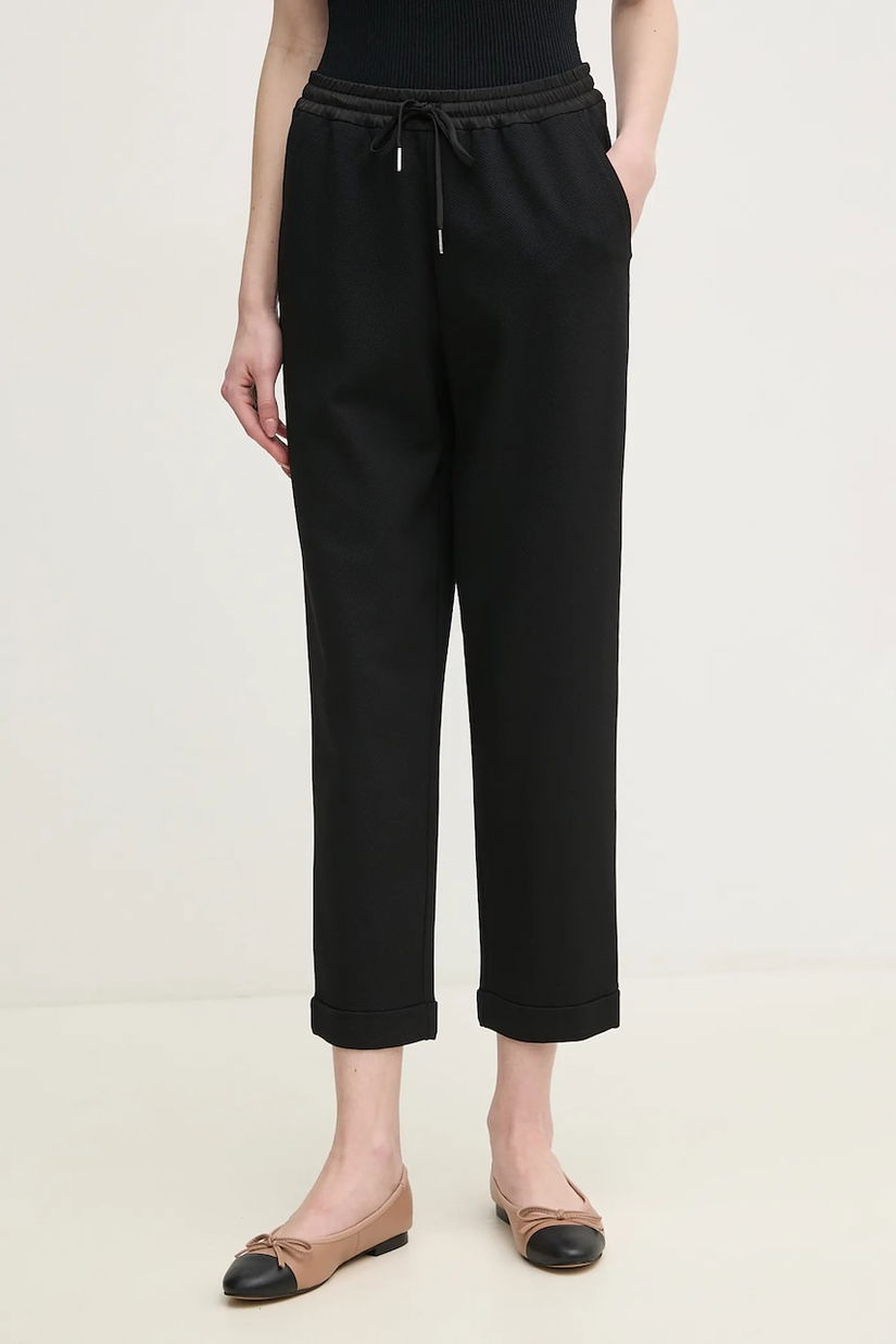 Marc Aurel pantaloni femei, culoarea negru, drept, high waist, 1797-7002-93391
