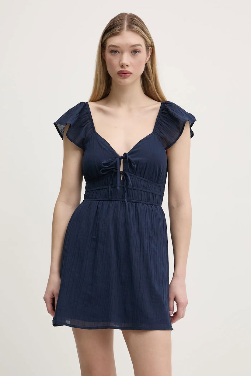 Hollister Co. rochie din bumbac culoarea bleumarin, mini, evazată, KI359-5041