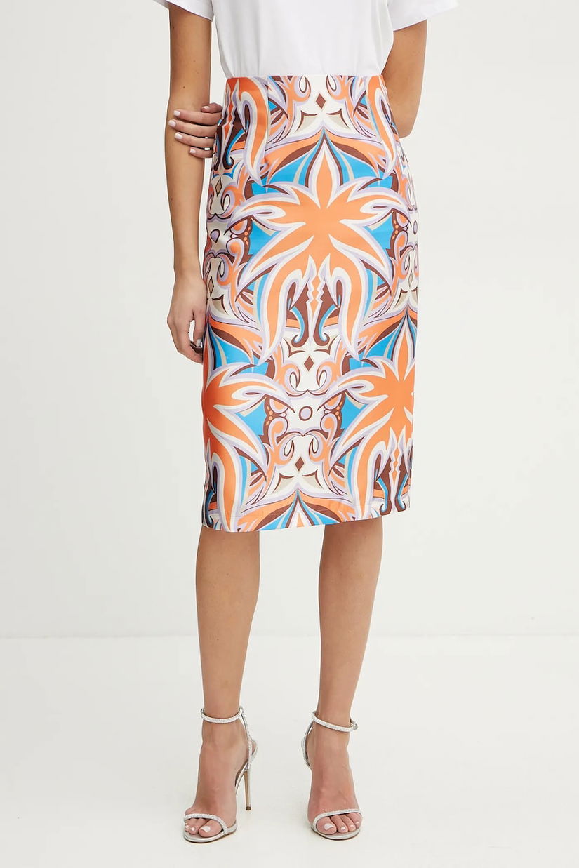 Silvian Heach fusta PAVOB culoarea portocaliu, midi, drept, CVP25070LO
