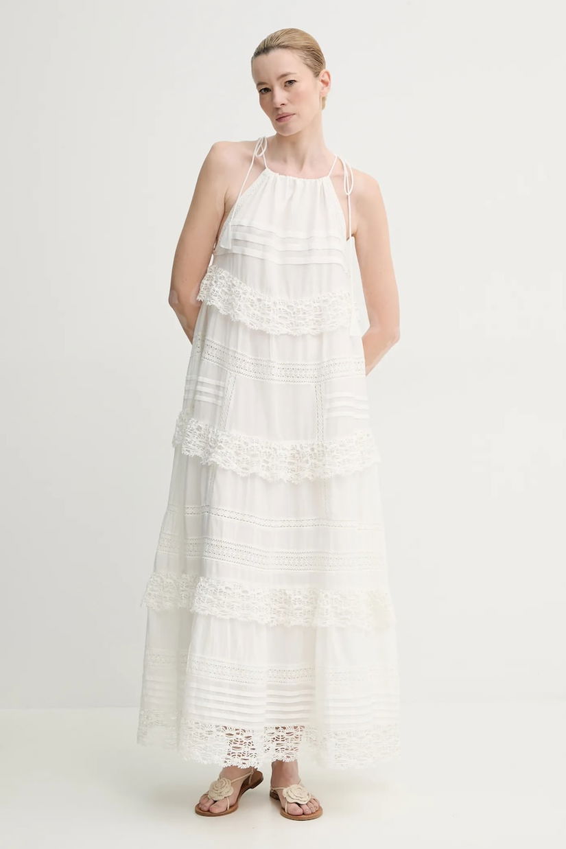 MUNTHE rochie FUENTA culoarea bej, maxi, evazată, 251132225128