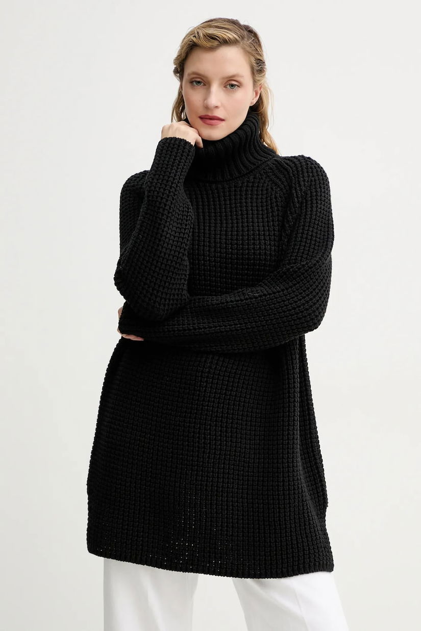 Marc O'Polo pulover femei, culoarea negru, călduros, cu guler