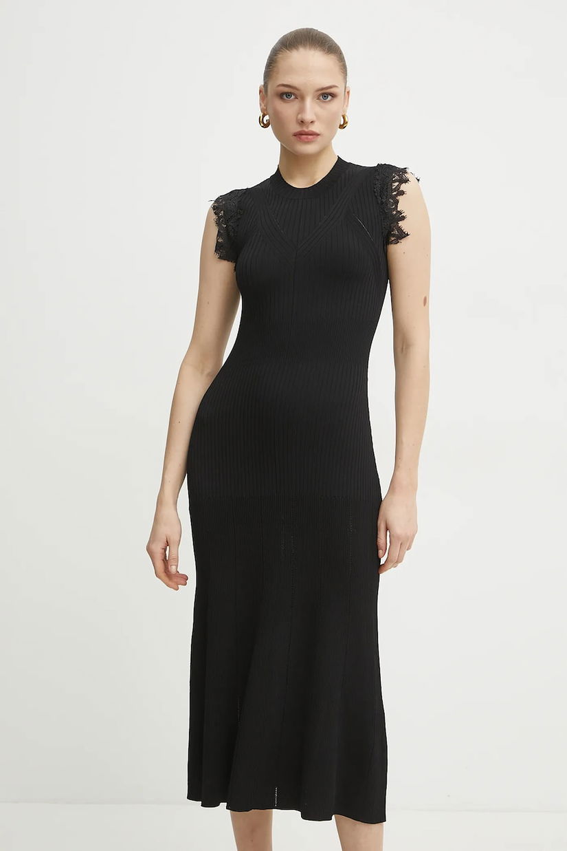 Ermanno Scervino rochie culoarea negru, midi, evazată, 56TQ004EO1