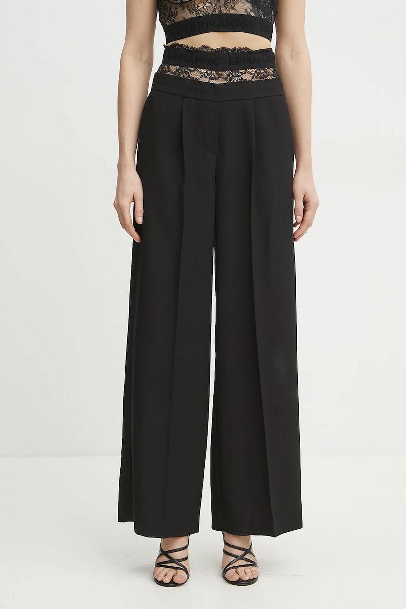 Ermanno Scervino pantaloni femei, culoarea negru, drept, high waist, 56TP057E22