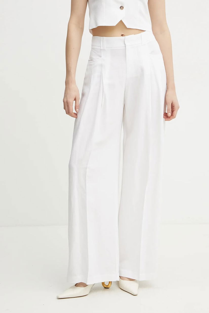 Ermanno Scervino pantaloni femei, culoarea alb, lat, high waist, 56TP029ES1