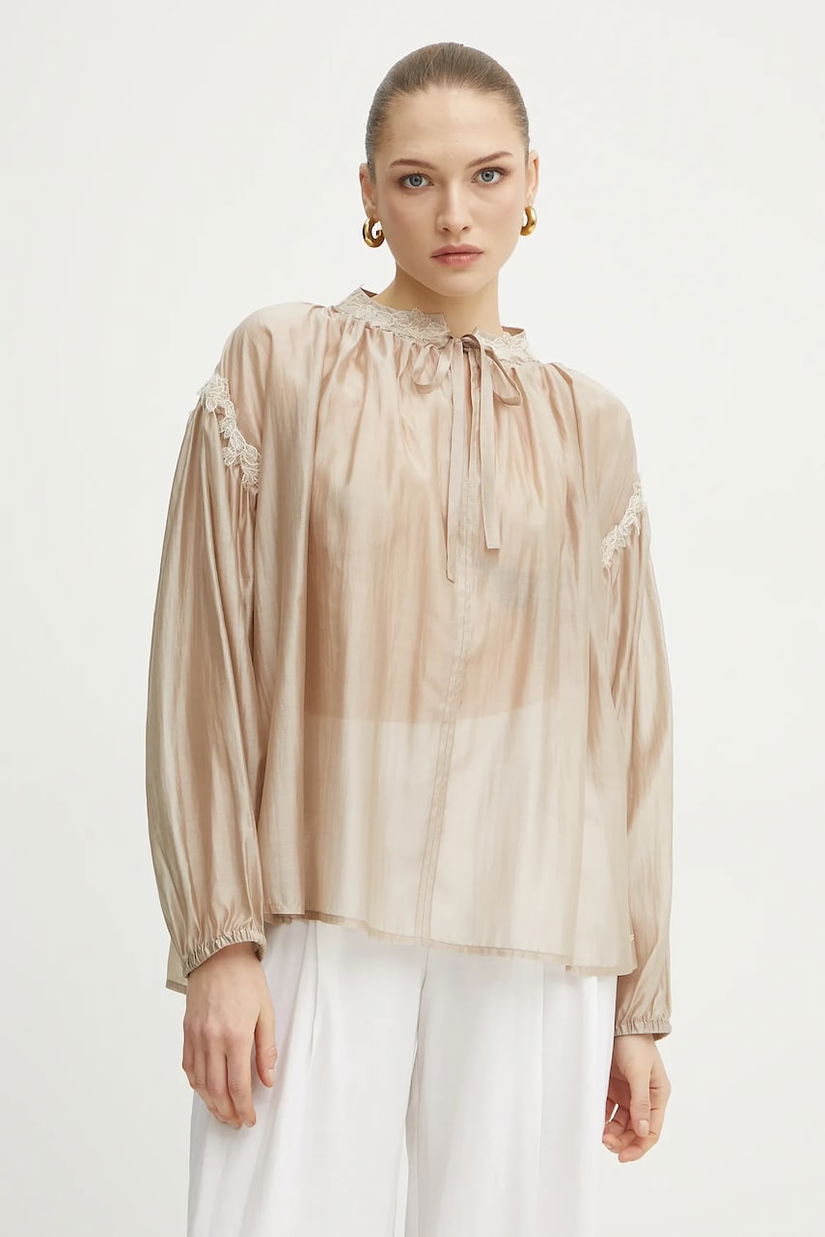 Ermanno Scervino bluza femei, culoarea bej, neted, 56TK021ES3