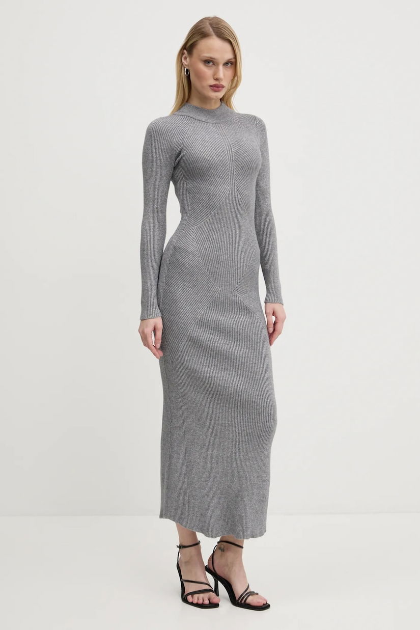 Never Fully Dressed rochie Suki culoarea gri, maxi, mulată, NFDKN601