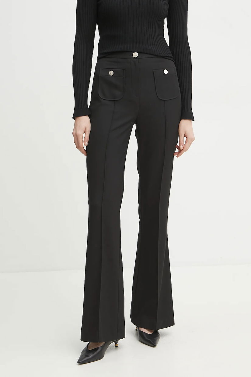 Morgan pantaloni PFLAC.F femei, culoarea negru, evazati, high waist, PFLAC.F