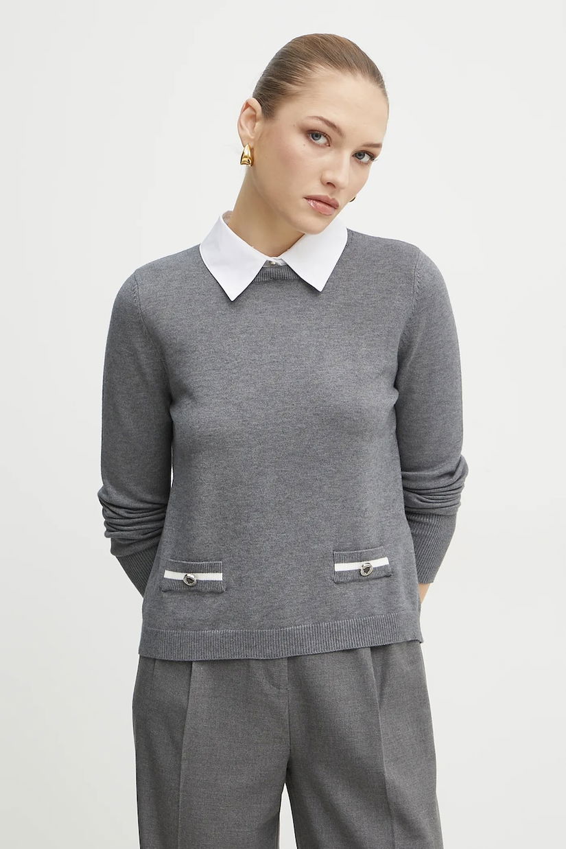 Morgan pulover MSHIRT femei, culoarea gri, light, MSHIRT