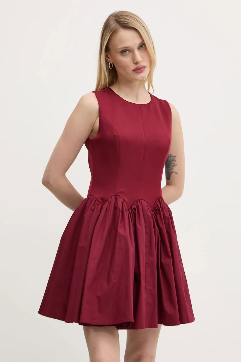 Never Fully Dressed rochie Mini Monika culoarea bordo, mini, evazată, NFDDR1918