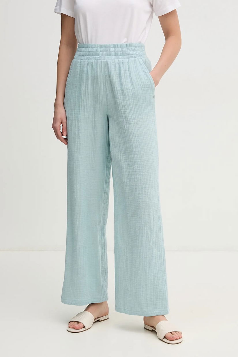 Dkny pantaloni de bumbac femei, lat, high waist, DJ4P3004
