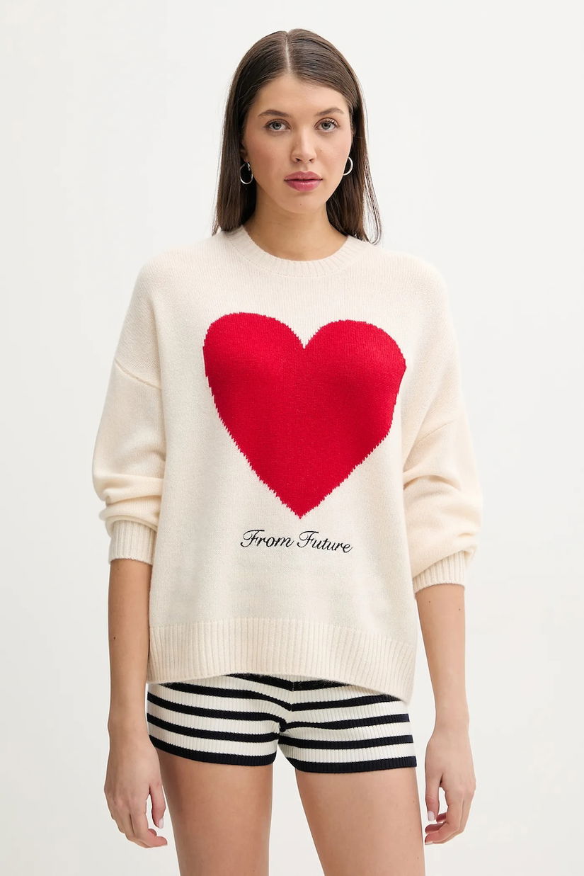 FROM FUTURE pulover de casmir femei, culoarea bej, WPR02595