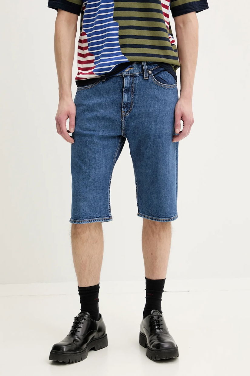 Tommy Jeans pantaloni scurti jeans barbati, culoarea albastru marin, DM0DM21851