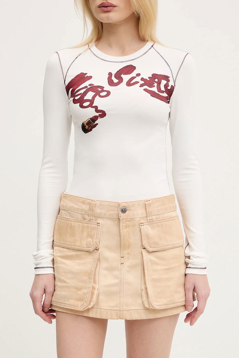 Diesel fusta DE-TON SKIRT culoarea bej, mini, drept, A15784.09L26