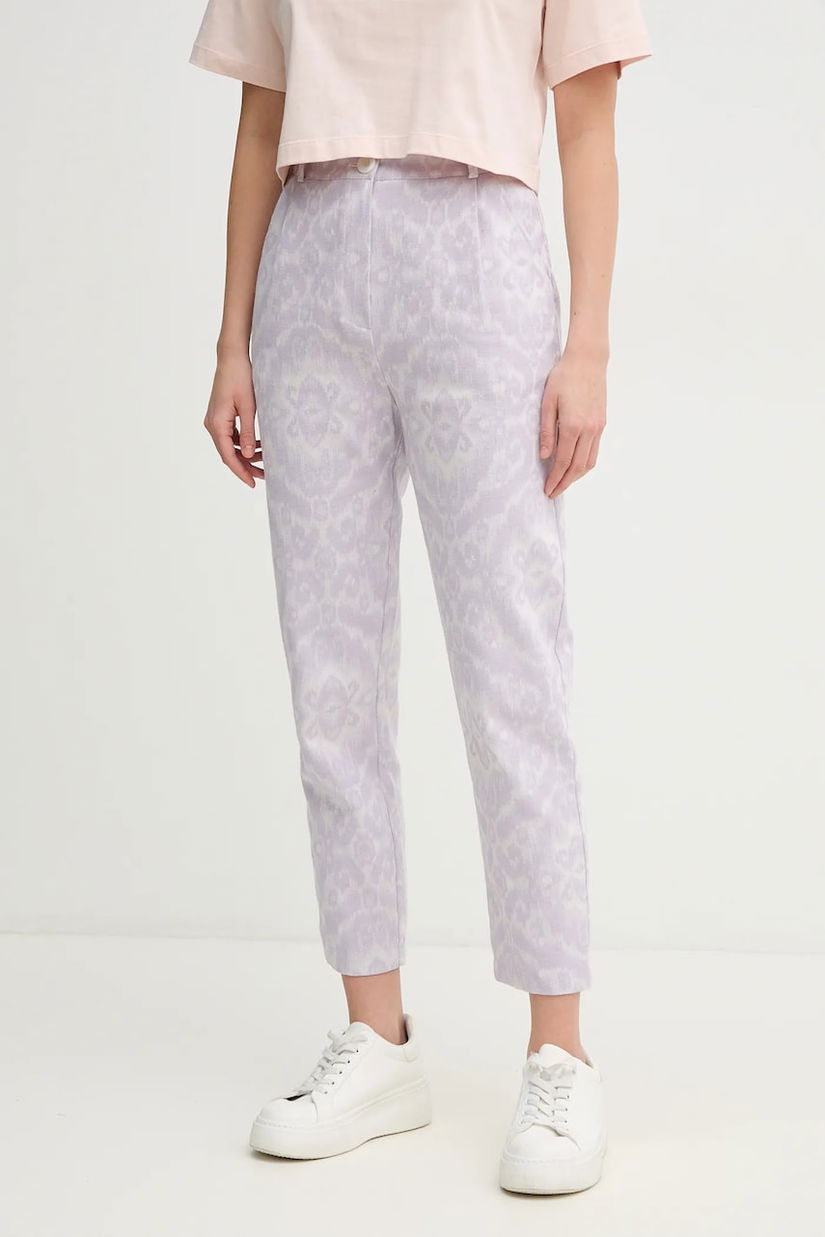 La Petite Française pantaloni PHAREL femei, culoarea violet, drept, high waist, PHAREL