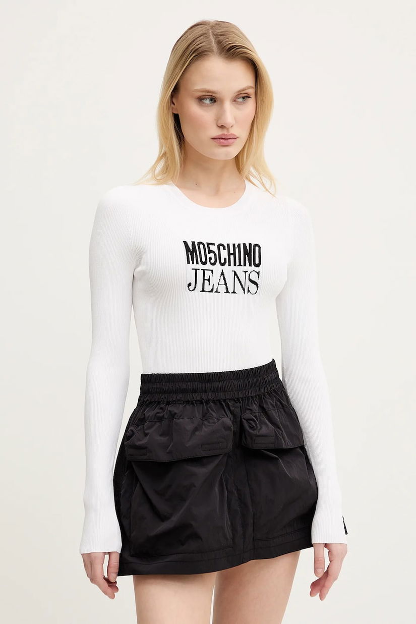 Moschino Jeans pulover femei, culoarea alb, light, 0937 3203