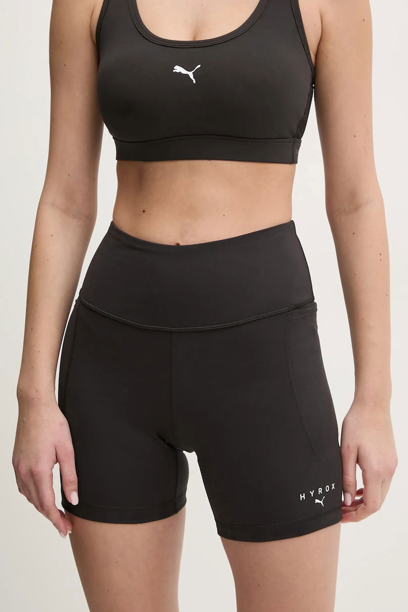Puma pantaloni scurți de antrenament PUMA x HYROX culoarea negru, cu imprimeu, high waist, 526905