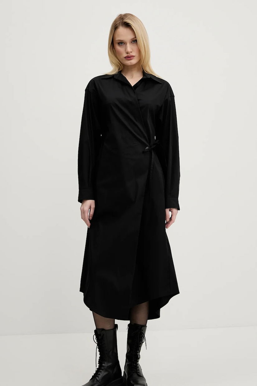Diesel rochie D-ELPHI-LONG DRESS culoarea negru, midi, dreaptă, A16843.0IMAL