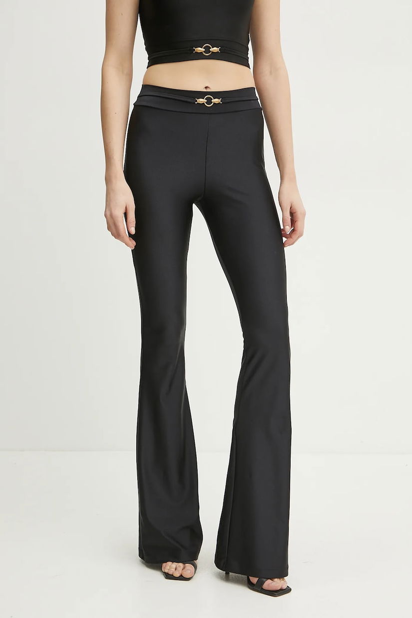 Just Cavalli pantaloni femei, culoarea negru, evazati, high waist, 78PAC101 J0108