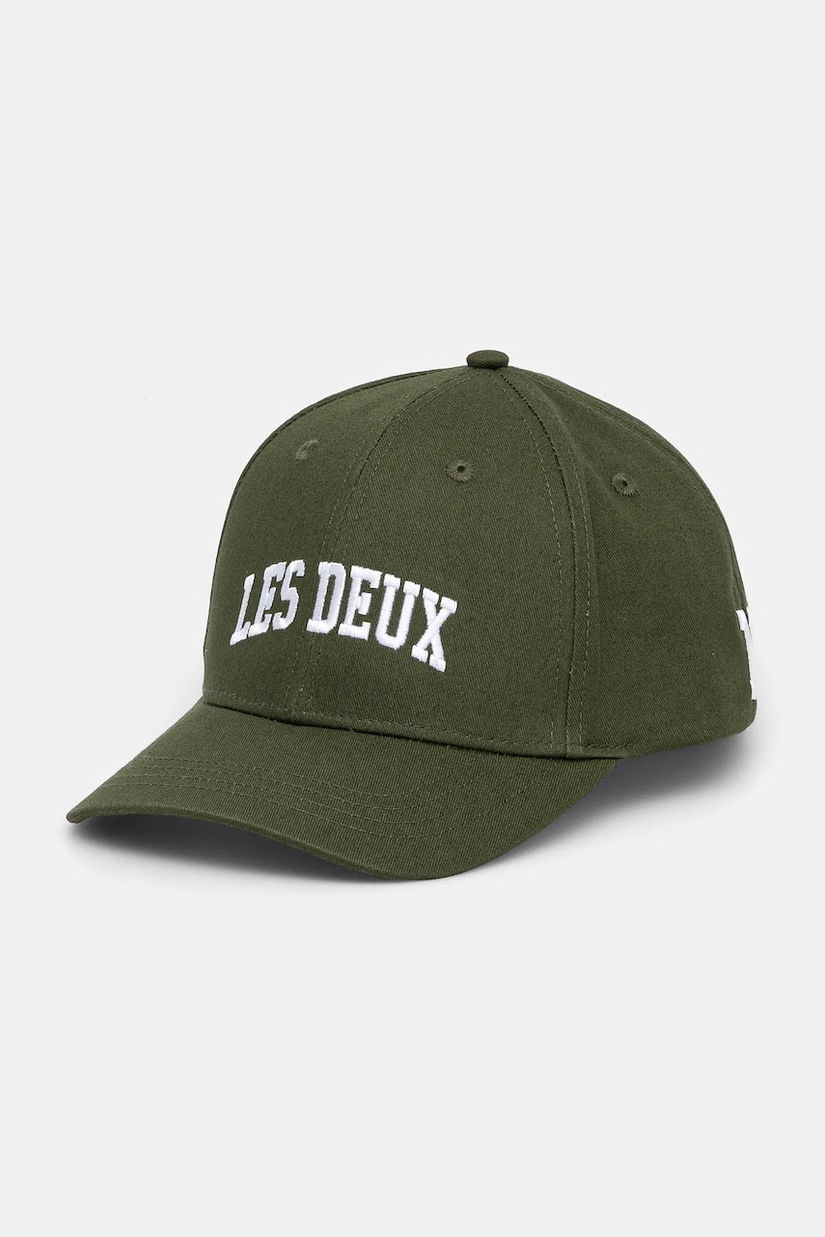 Les Deux șapcă de baseball din bumbac culoarea verde, cu imprimeu, LDM702099