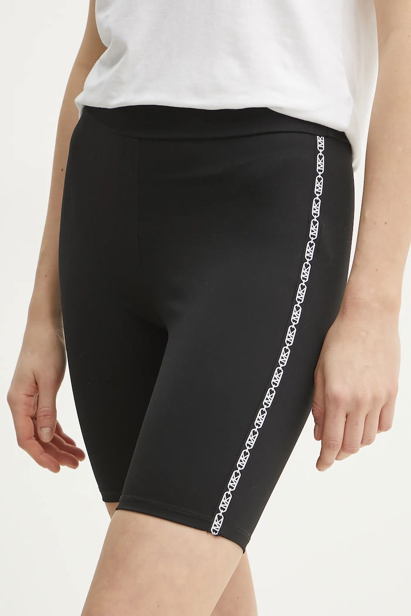MICHAEL Michael Kors pantaloni scurti femei, culoarea negru, cu imprimeu, high waist, MR530QN1RE