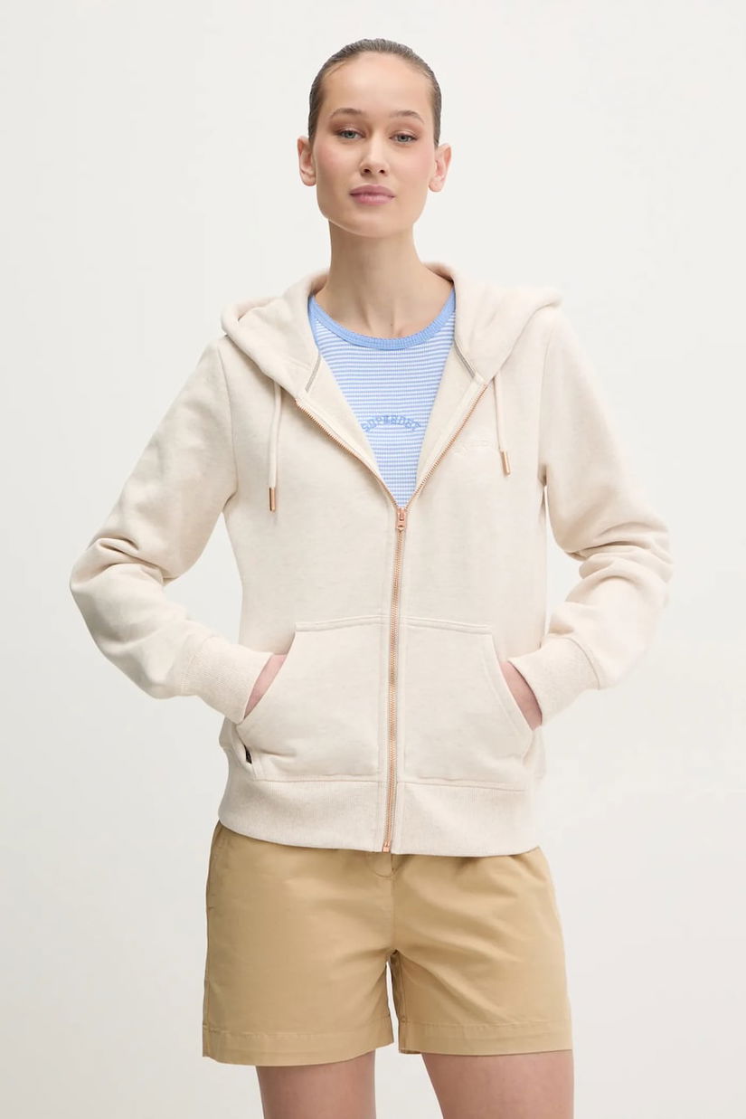 Superdry bluza femei, culoarea bej, cu glugă, neted, W2012422A-9VP