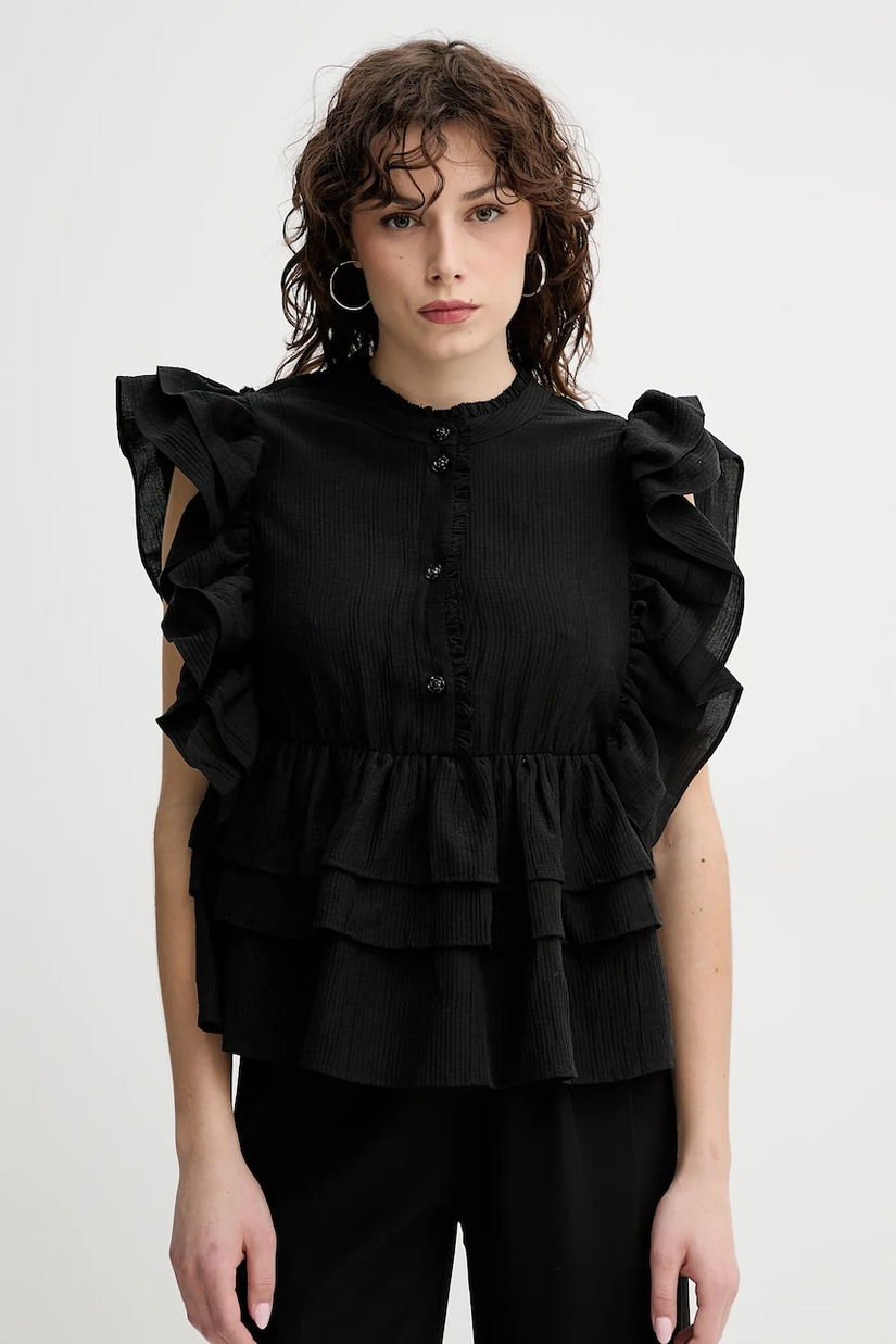 MUNTHE bluza FULTON femei, culoarea negru, neted, 251104325132
