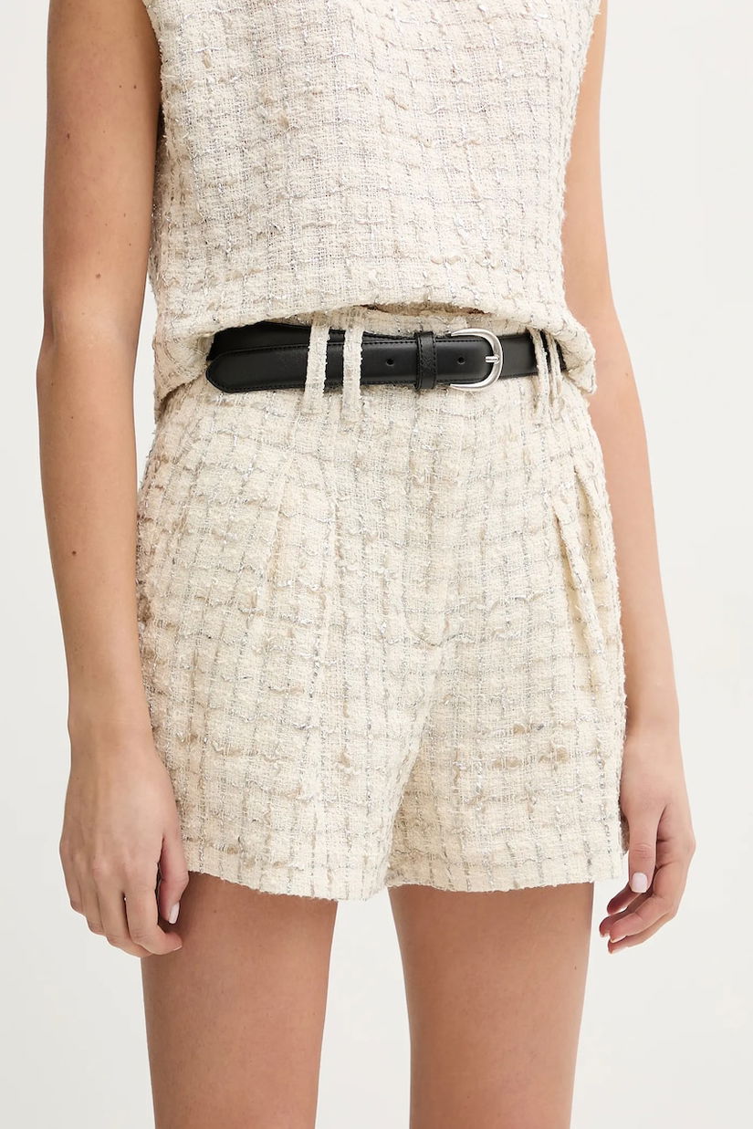 IRO pantaloni scurți din amestec de in femei, culoarea bej, modelator, high waist, WP30XAGA