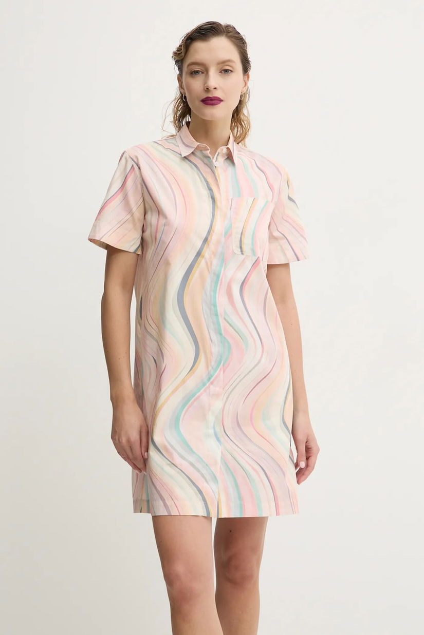 PS Paul Smith rochie din bumbac culoarea bej, mini, dreaptă, W2R.649D.P31281