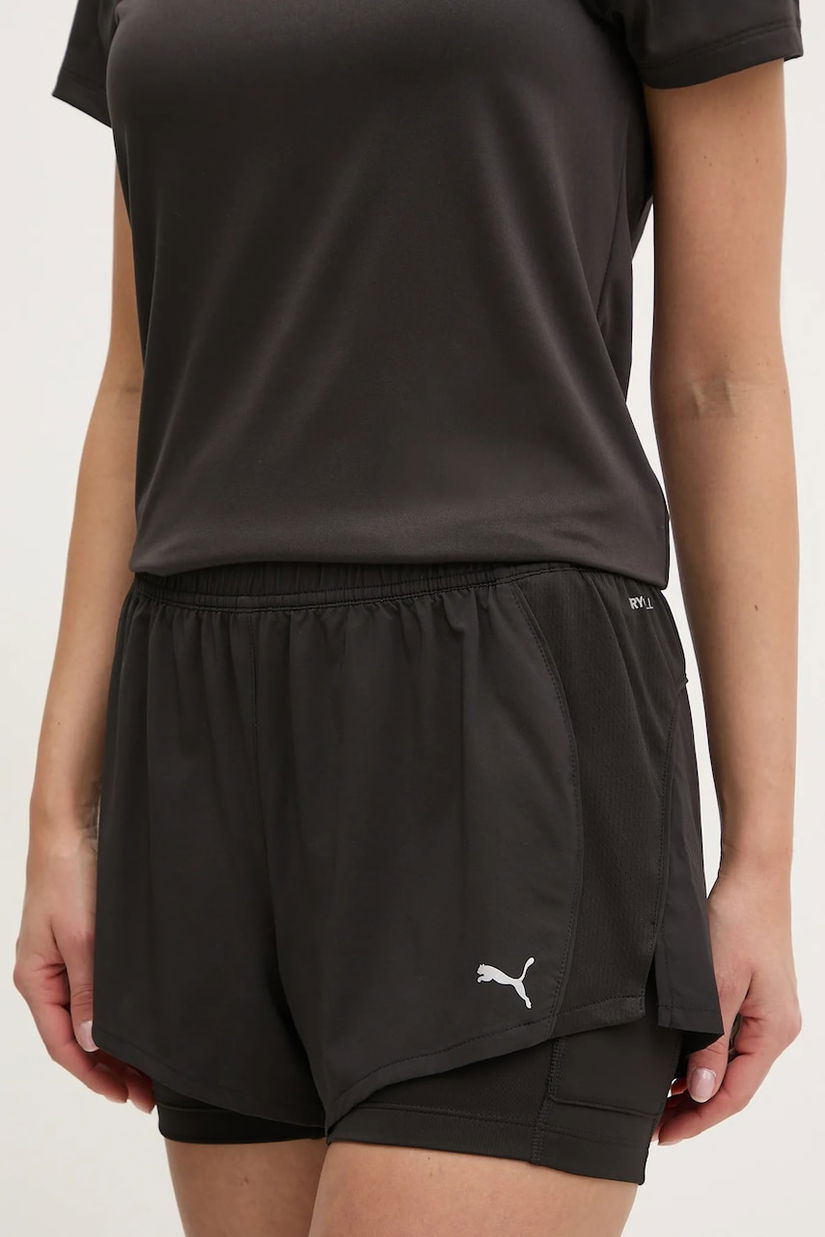 Puma pantaloni scurți de alergare Velocity culoarea negru, modelator, medium waist, 526588