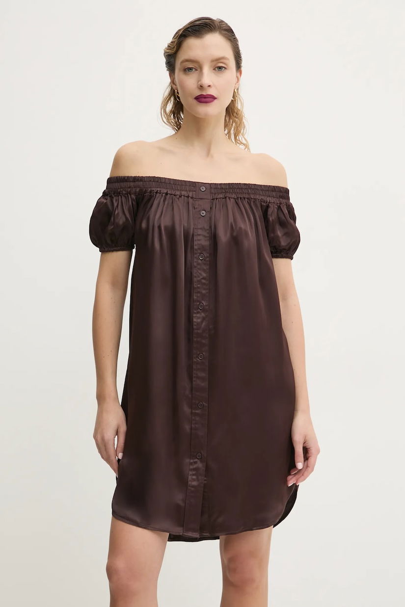 2NDDAY rochie Christino culoarea maro, mini, evazată, 2252127287