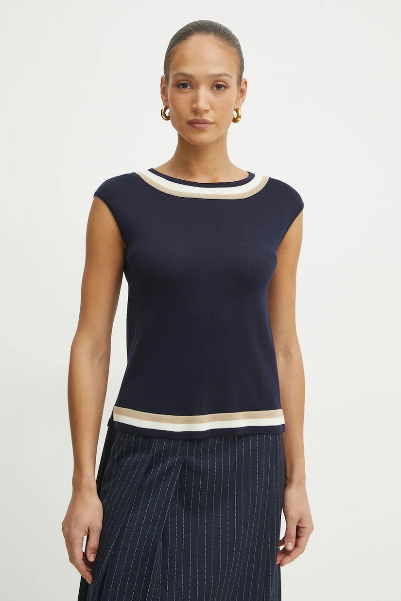 Luisa Spagnoli pulover de lână femei, culoarea bleumarin, light, 58634