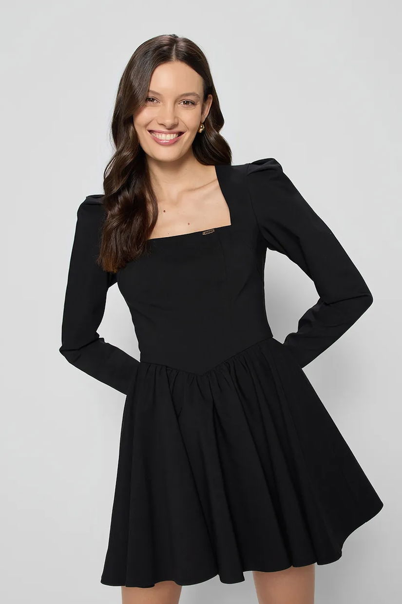 Bizuu rochie SYDNEY culoarea negru, mini, evazată, SYDNEY CZARNY